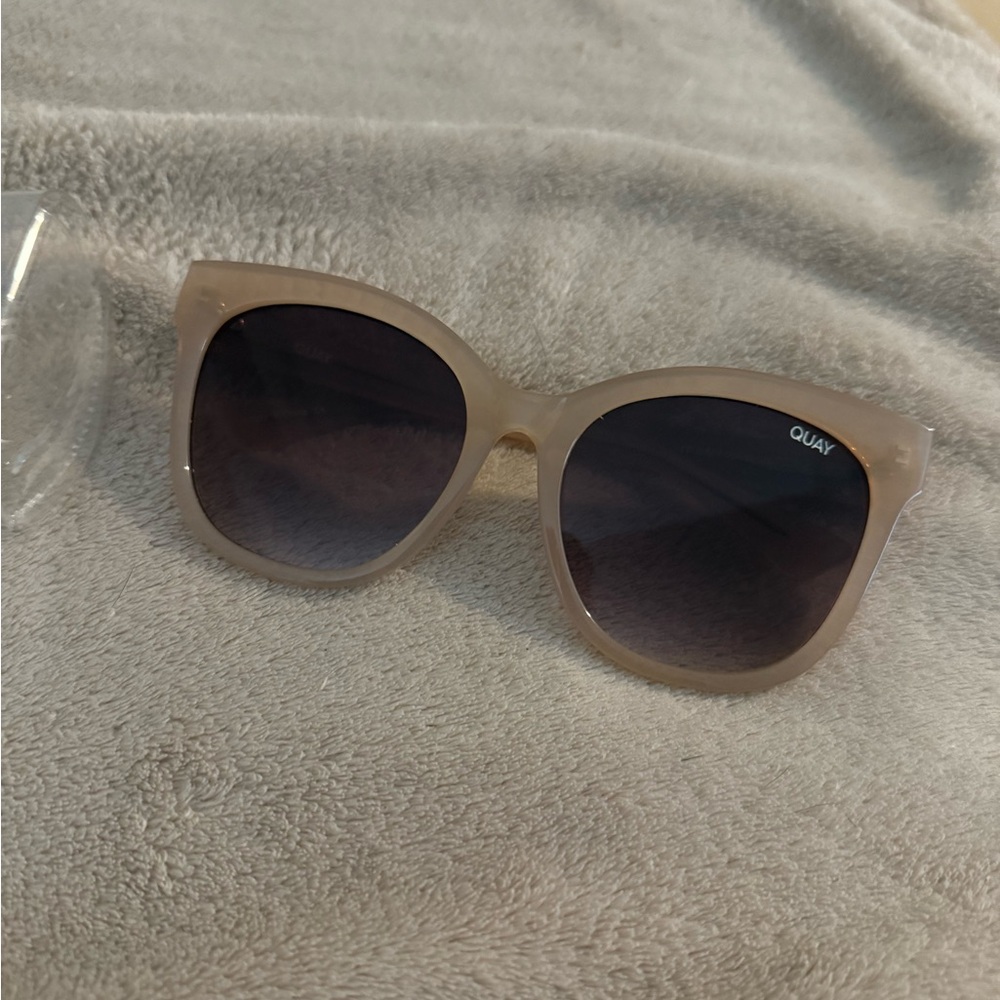 Quay Australia Cream Oversized Sunglasses